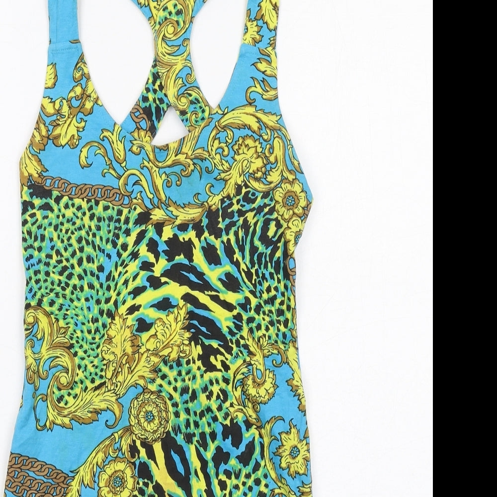 Motel Womens Multicoloured Geometric Cotton Bodycon Size XS Round Neck Pullover