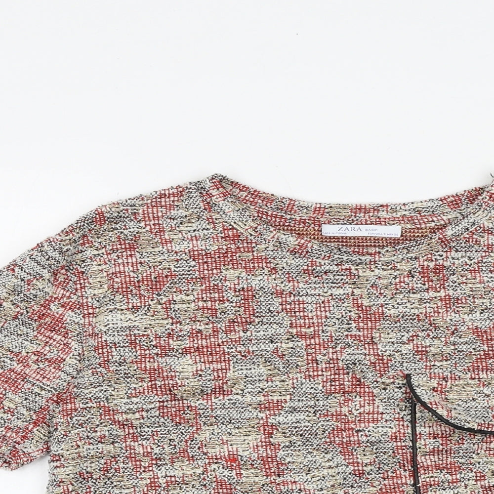 Womens UK Size S Zara Multicoloured Basic T-Shirt