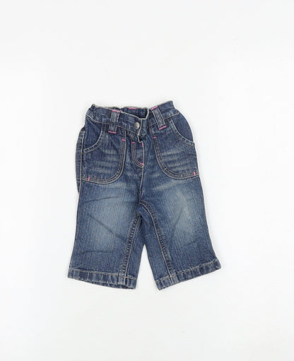 NEXT Baby Blue 100% Cotton Cropped Jeans Size 3-6 Months Zip
