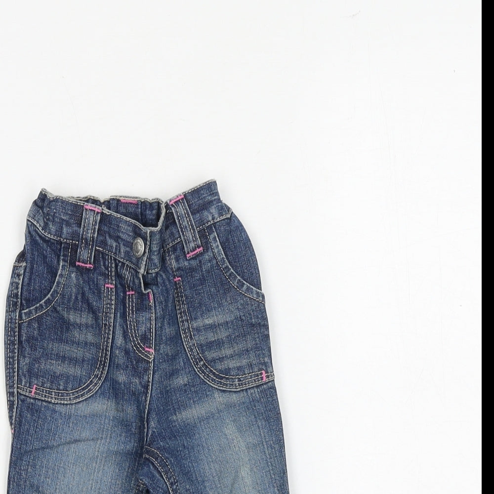 NEXT Baby Blue 100% Cotton Cropped Jeans Size 3-6 Months Zip