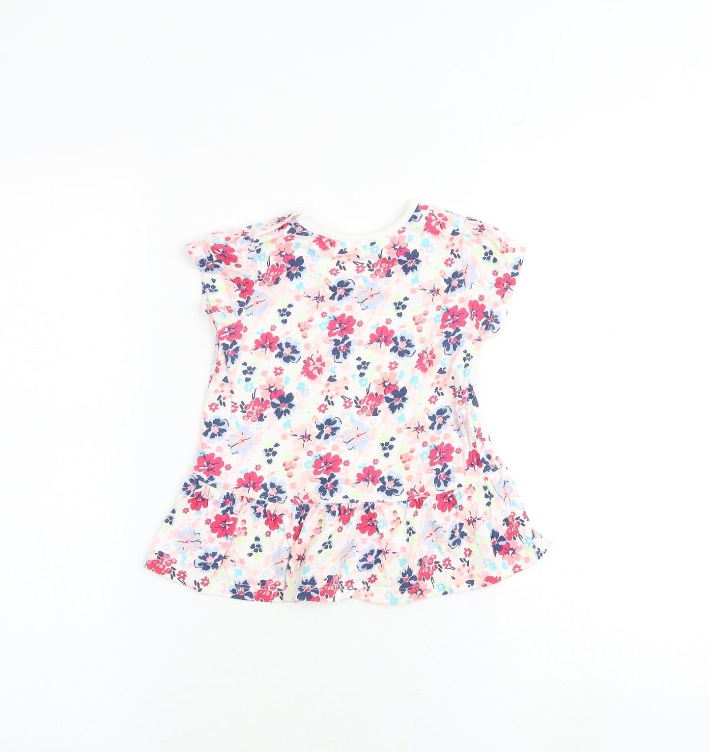 NEXT Baby Multicoloured Floral 100% Cotton T-Shirt Dress Size 12-18 Months Crew Neck Snap