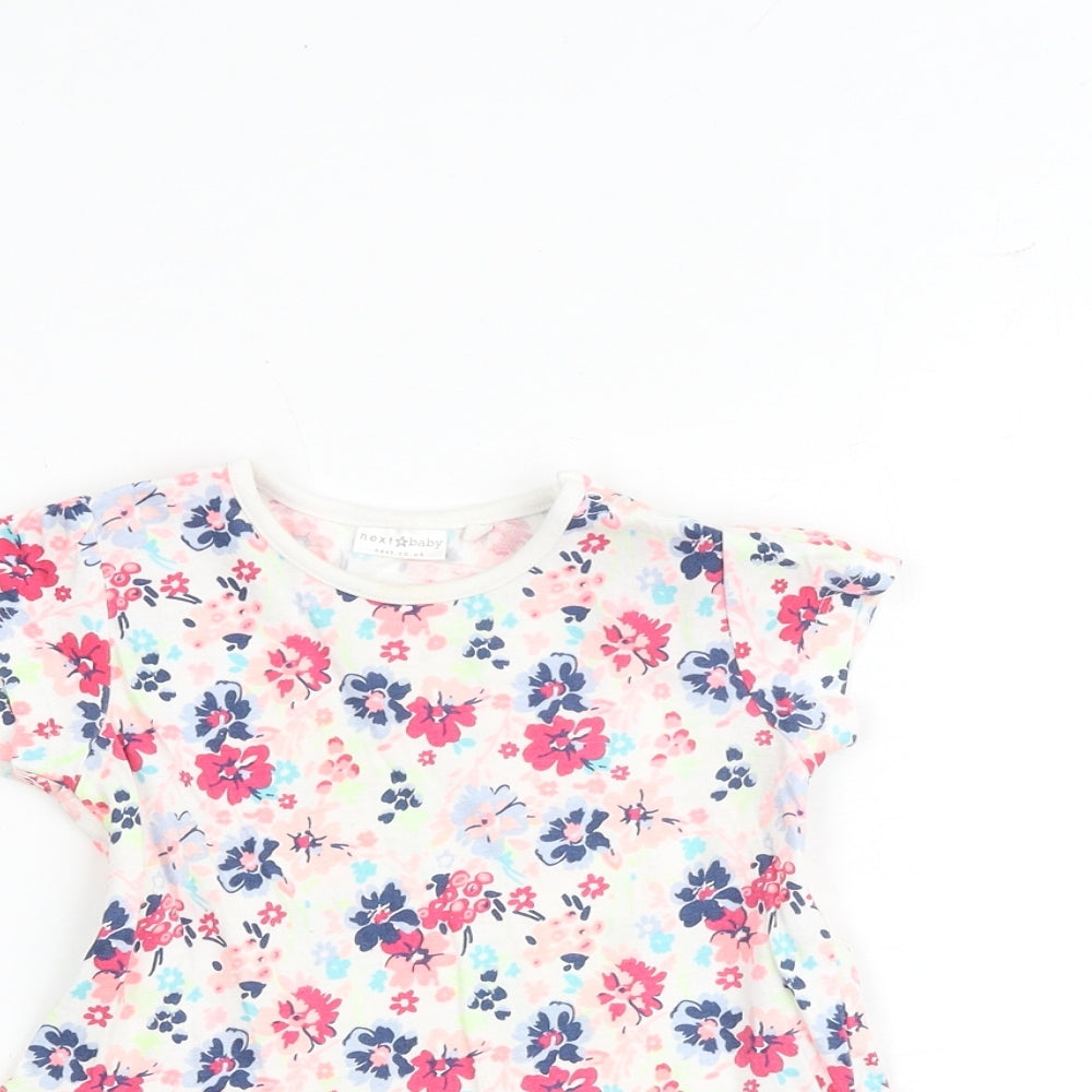 NEXT Baby Multicoloured Floral 100% Cotton T-Shirt Dress Size 12-18 Months Crew Neck Snap