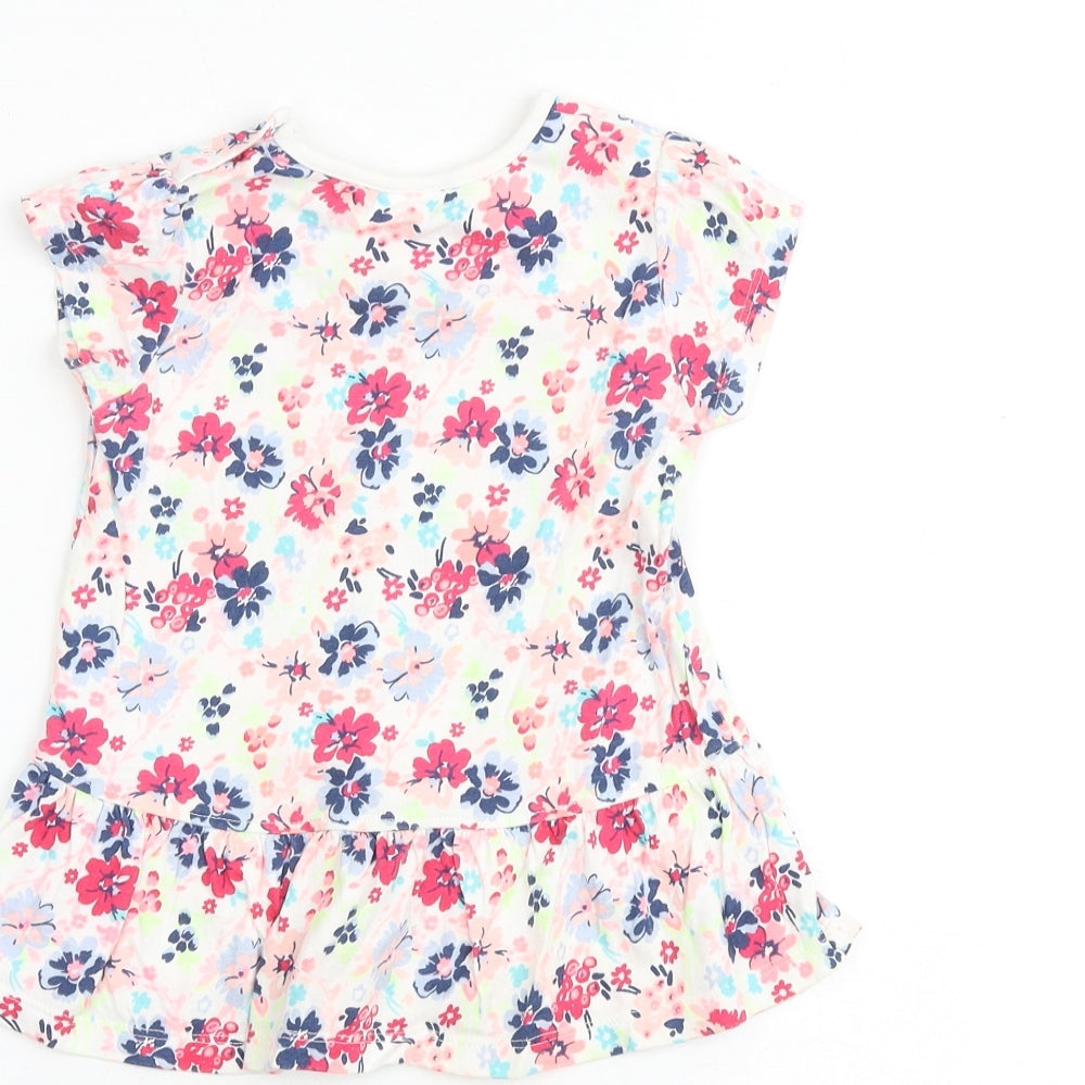 NEXT Baby Multicoloured Floral 100% Cotton T-Shirt Dress Size 12-18 Months Crew Neck Snap