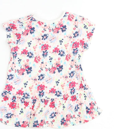 NEXT Baby Multicoloured Floral 100% Cotton T-Shirt Dress Size 12-18 Months Crew Neck Snap