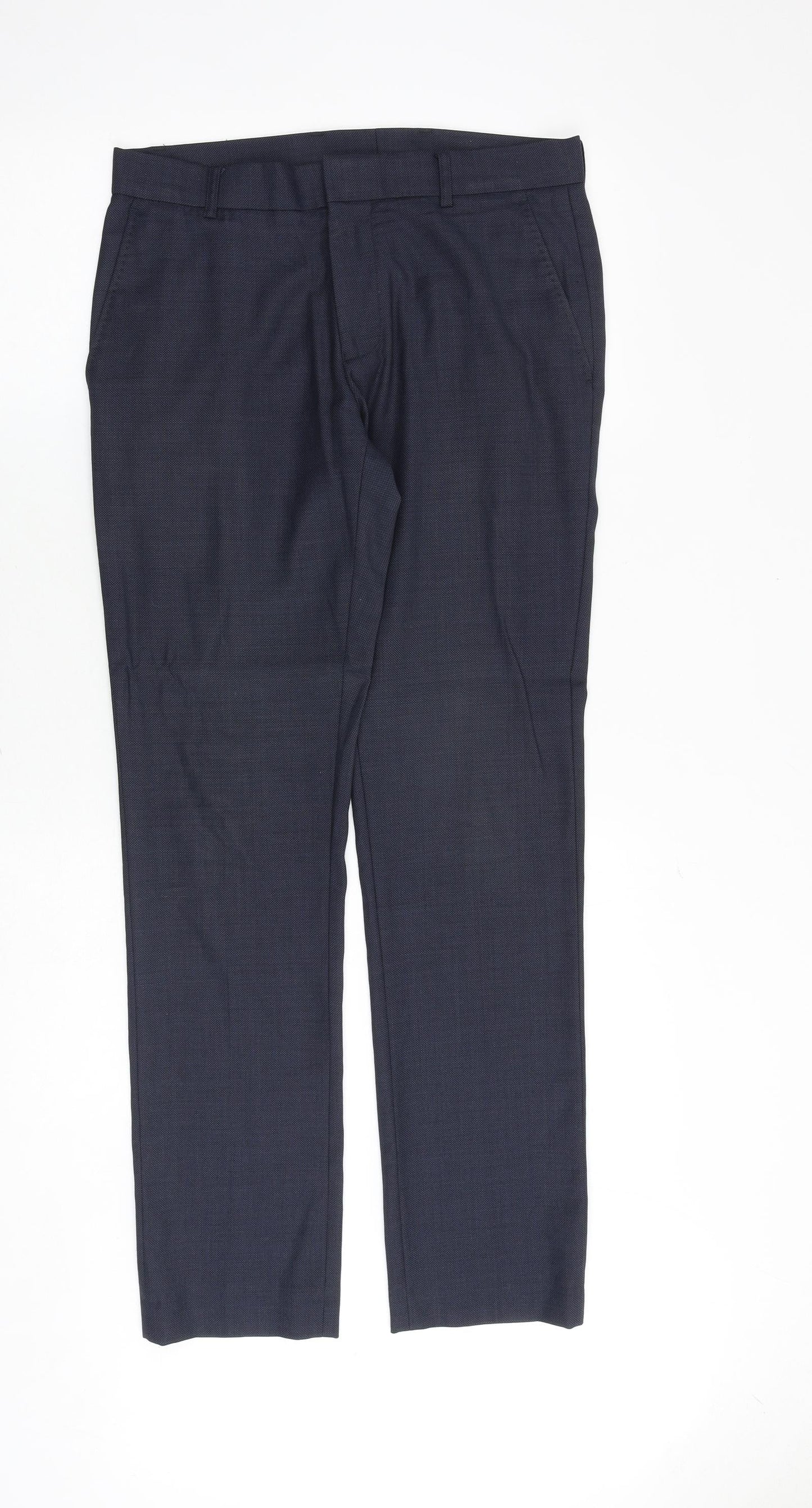 Topman Mens Blue Wool Dress Pants Trousers Size 30 in Regular Zip