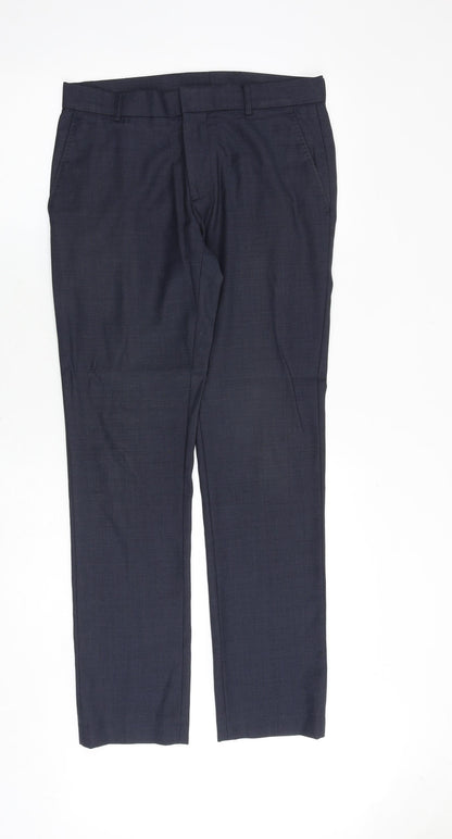 Topman Mens Blue Wool Dress Pants Trousers Size 30 in Regular Zip