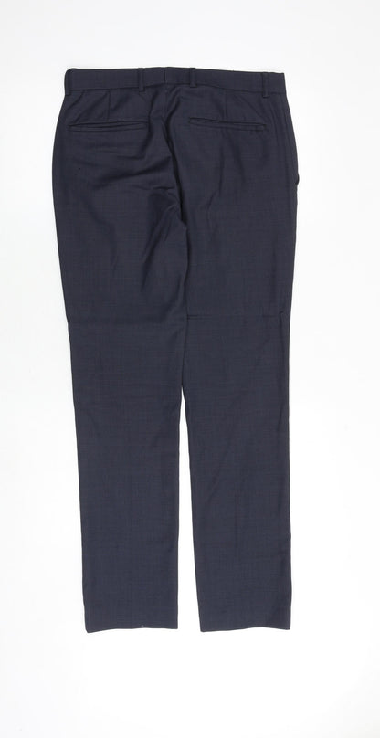 Topman Mens Blue Wool Dress Pants Trousers Size 30 in Regular Zip