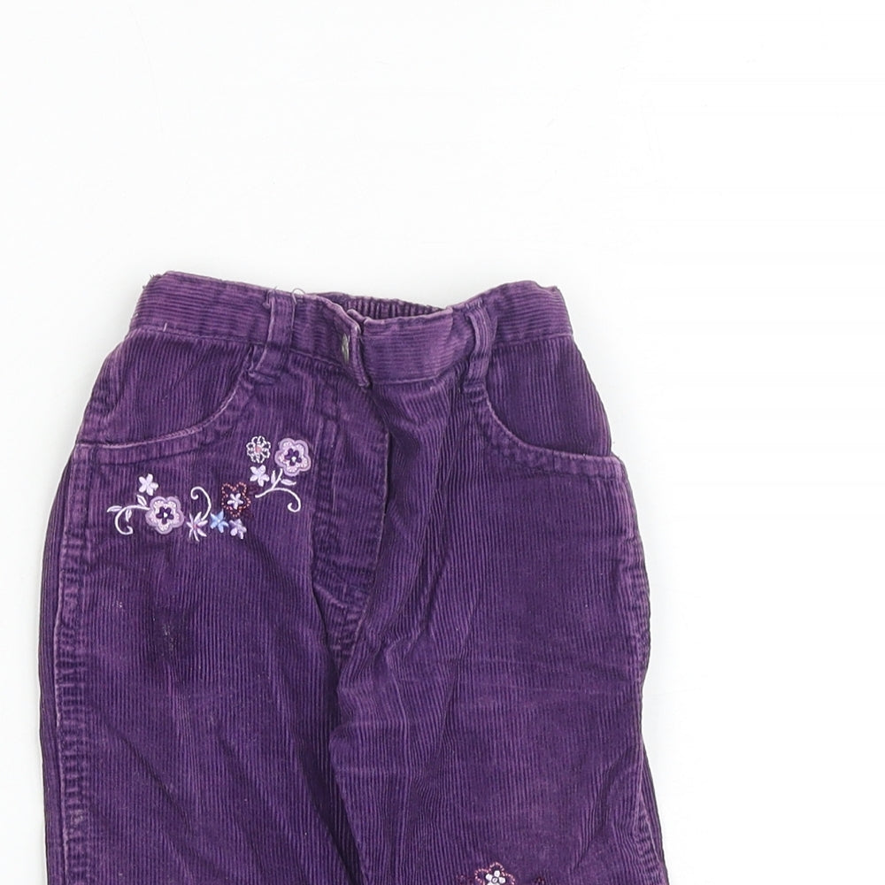 Mothercare Baby Purple 100% Cotton Capri Trousers Size 6-9 Months Zip - Floral Detail