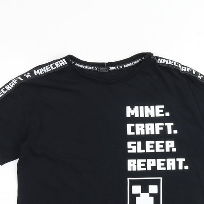 Mojang Boys Black 100% Cotton Basic T-Shirt Size 13-14 Years Round Neck Pullover - Minecraft