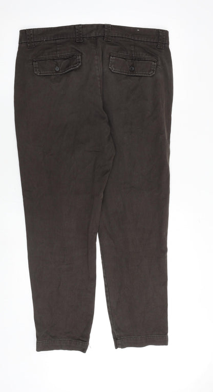 Zara Mens Brown Cotton Trousers Size 37 in Regular Zip