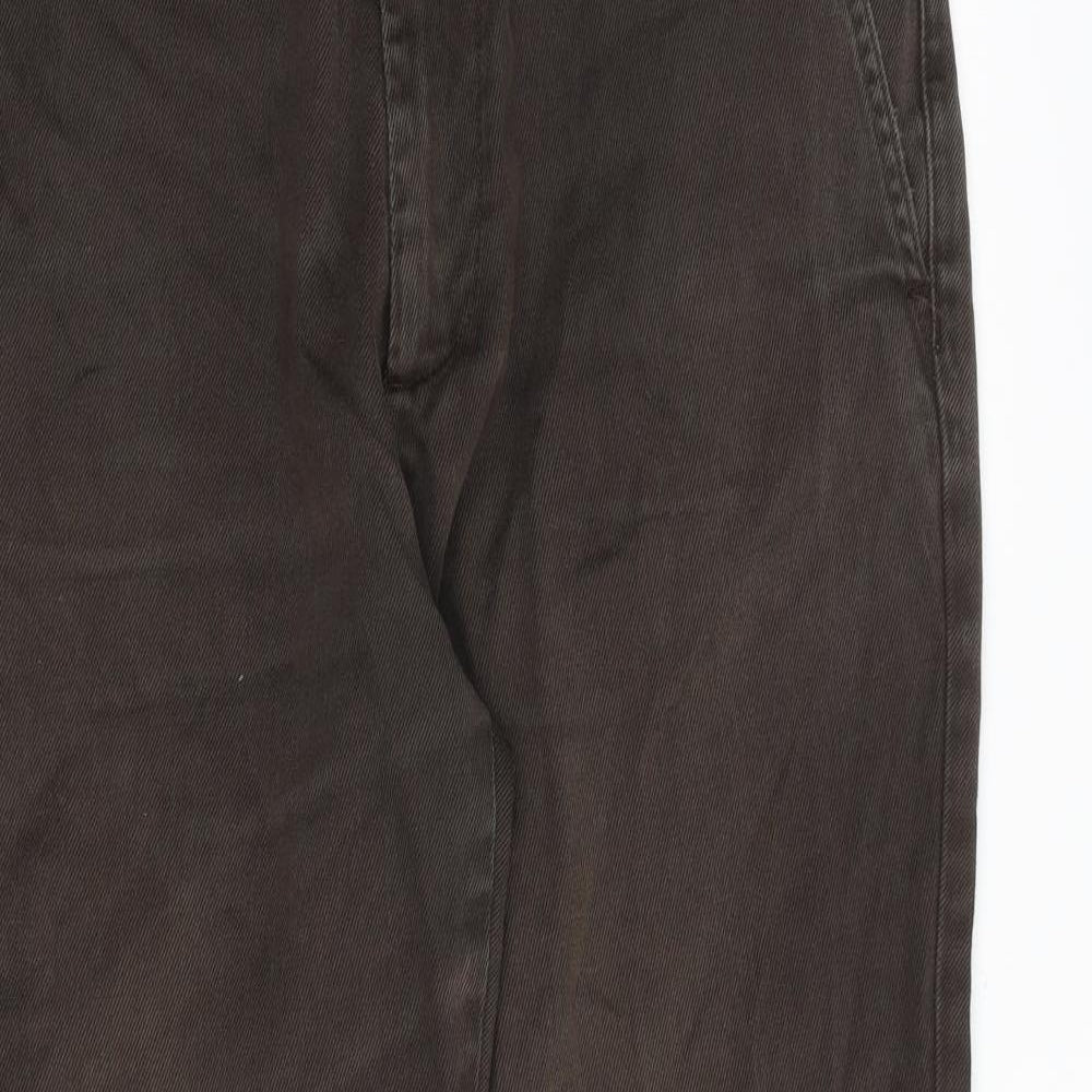 Zara Mens Brown Cotton Trousers Size 37 in Regular Zip