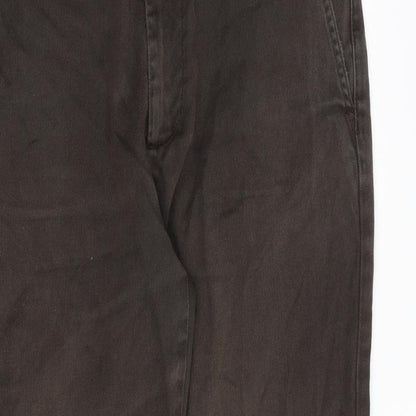 Zara Mens Brown Cotton Trousers Size 37 in Regular Zip
