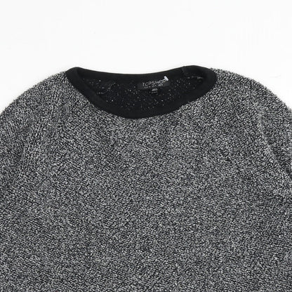 Topshop Womens Black Cotton Pullover Sweatshirt Size 8 Pullover