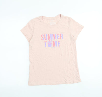 Giordano Girls Pink 100% Cotton Basic T-Shirt Size S Crew Neck Pullover - Summer Time