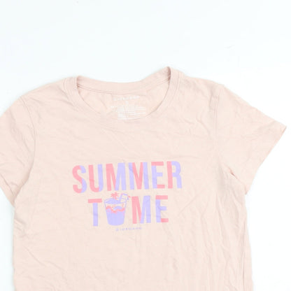 Giordano Girls Pink 100% Cotton Basic T-Shirt Size S Crew Neck Pullover - Summer Time