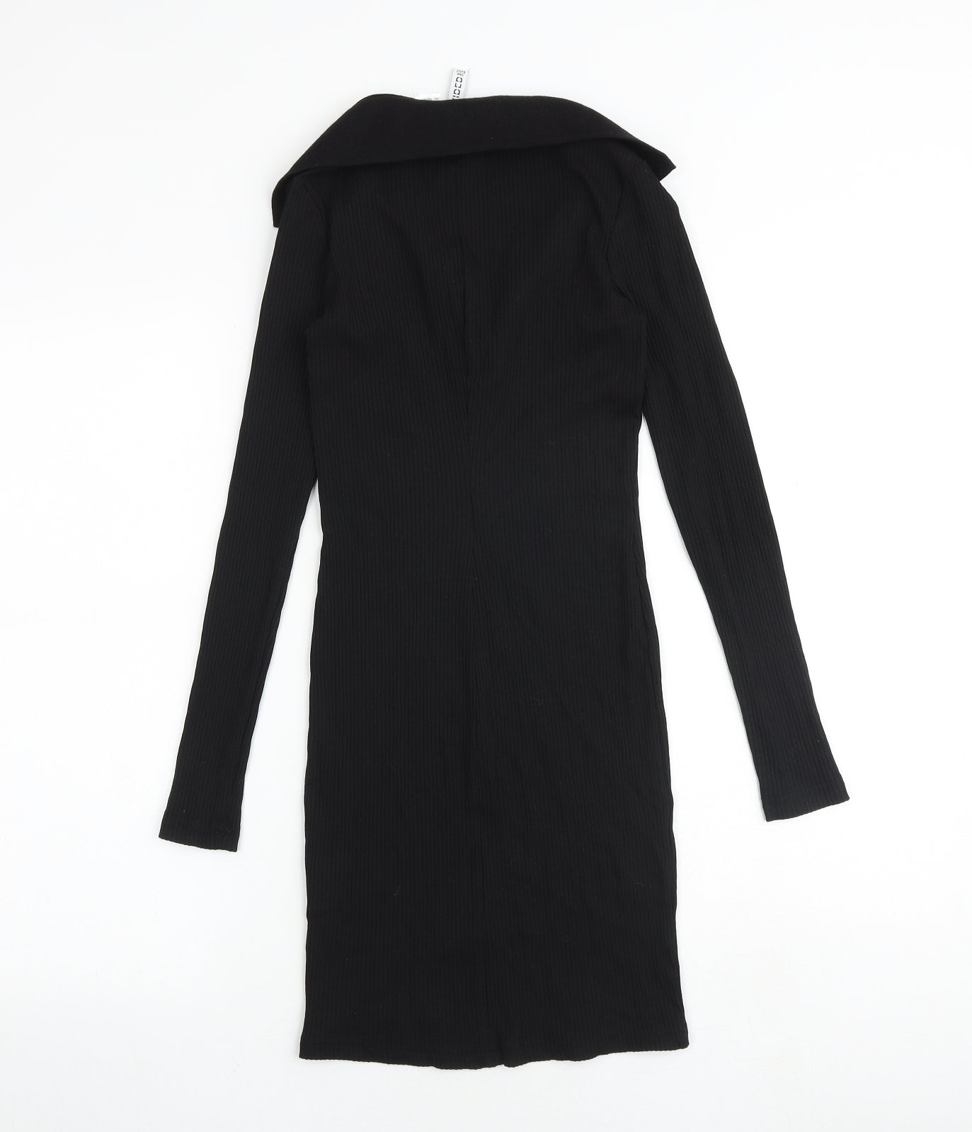 H&M Womens Black Cotton Jumper Dress Size XS Collared Pullover