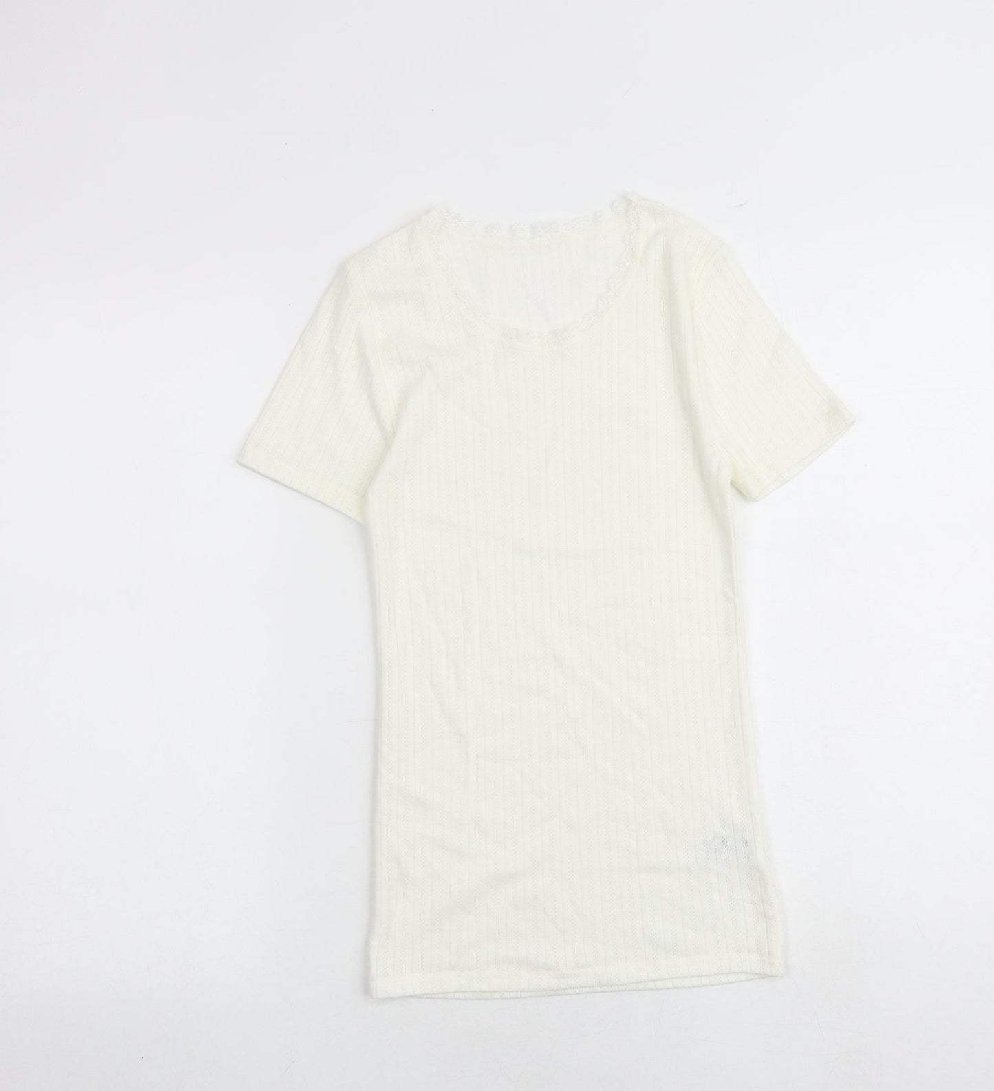 Womens UK Size 8 Marks and Spencer Ivory Basic T-Shirt