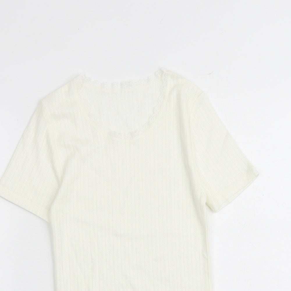 Womens UK Size 8 Marks and Spencer Ivory Basic T-Shirt
