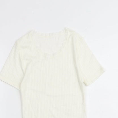 Womens UK Size 8 Marks and Spencer Ivory Basic T-Shirt
