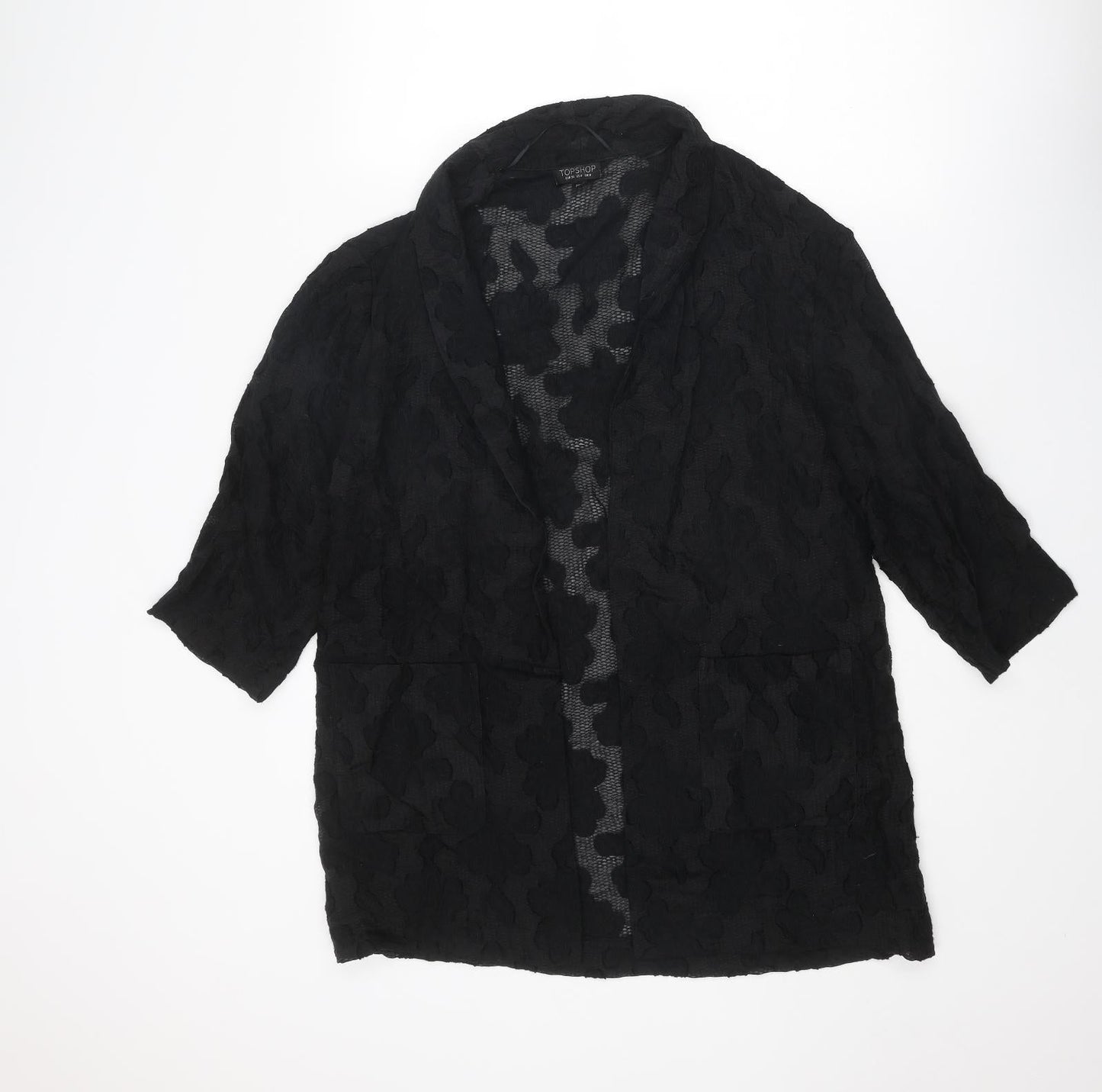 Womens UK Size 8 Topshop Black Kimono Blouse
