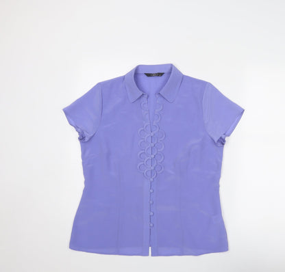 Womens UK Size 14 Bonmarché Purple Basic Button-Up