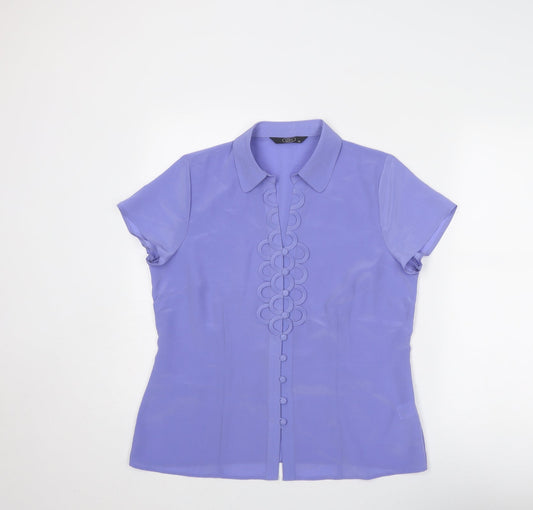 Bonmarché Womens Purple Polyester Basic Button-Up Size 14 Collared