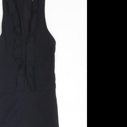 Topshop Womens Black Polyester Bodysuit One-Piece Size 6 Snap