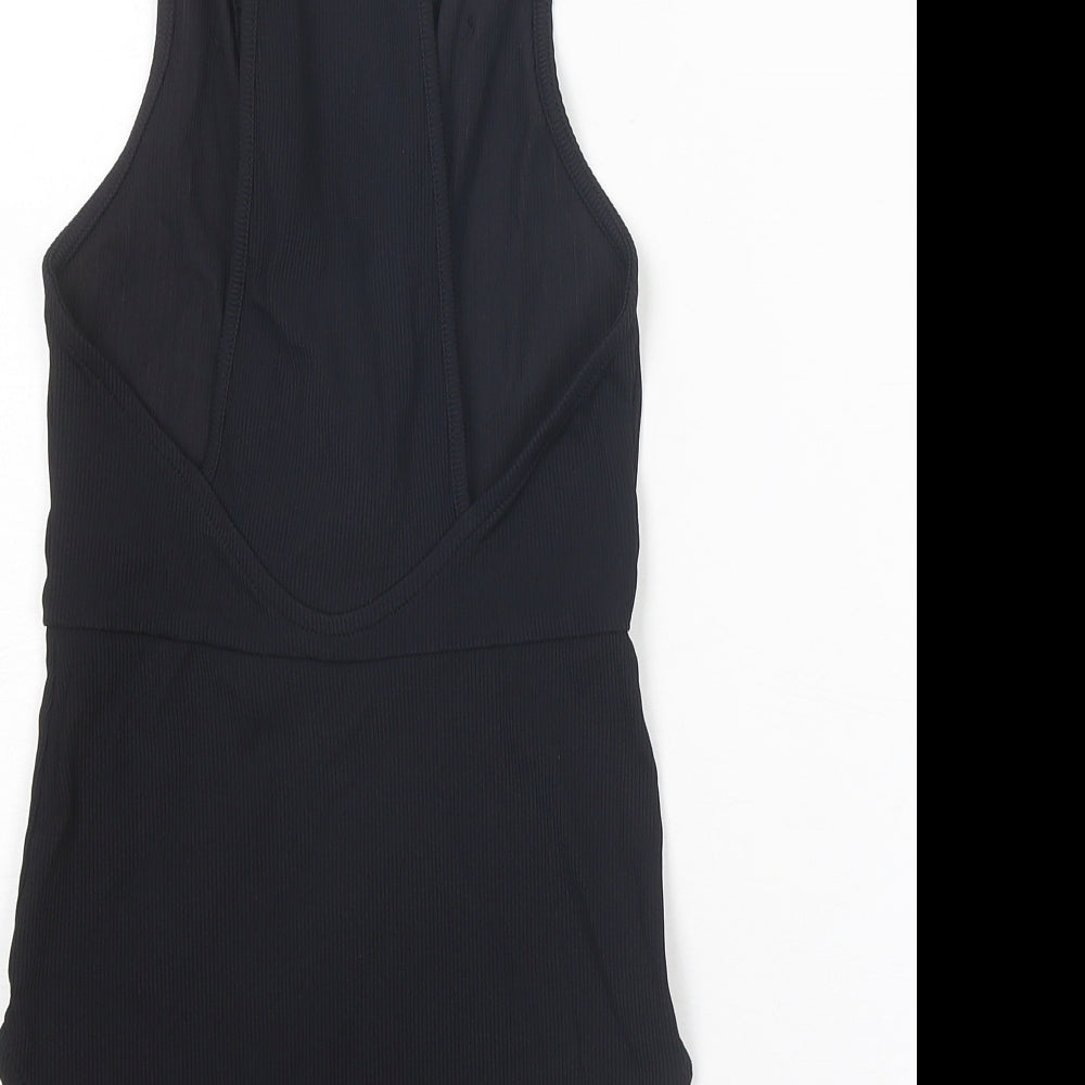 Topshop Womens Black Polyester Bodysuit One-Piece Size 6 Snap