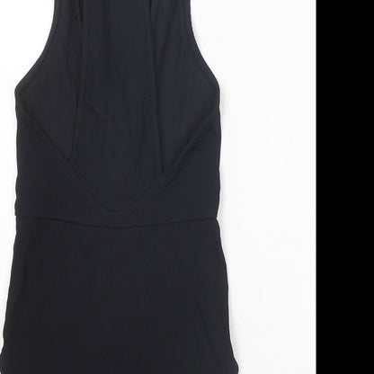 Topshop Womens Black Polyester Bodysuit One-Piece Size 6 Snap