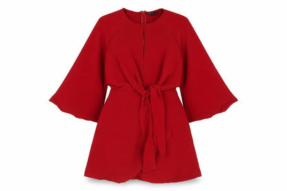 Topshop Womens Red Polyester Trapeze & Swing Size 6 Round Neck Zip