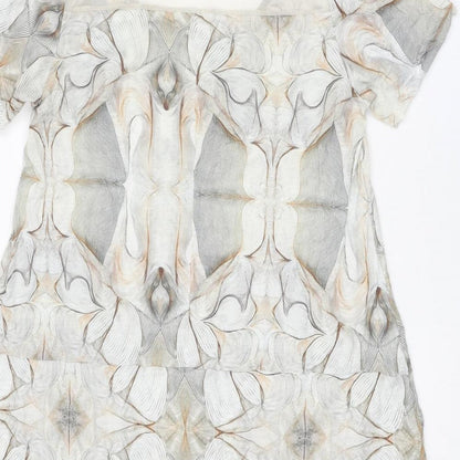 LAUREN VIDAL Womens Beige Geometric Viscose A-Line Size S Round Neck Pullover
