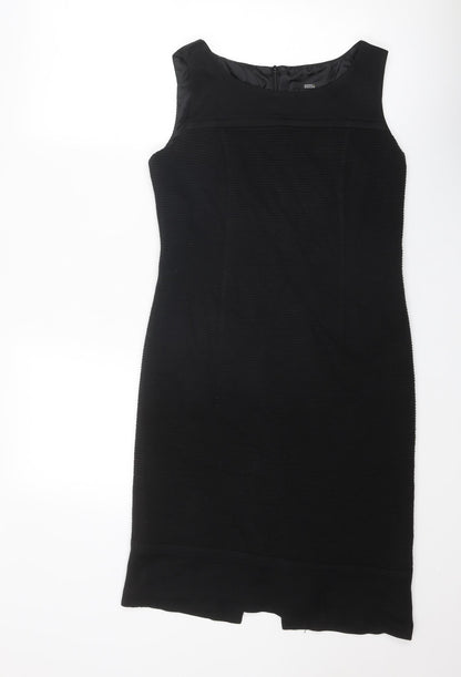 Marks and Spencer Womens Black Acrylic Shift Size 12 Round Neck Zip