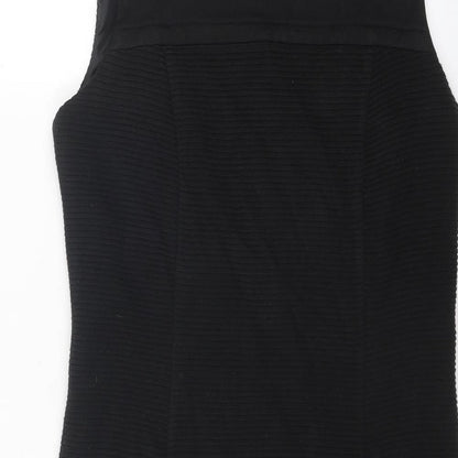 Marks and Spencer Womens Black Acrylic Shift Size 12 Round Neck Zip