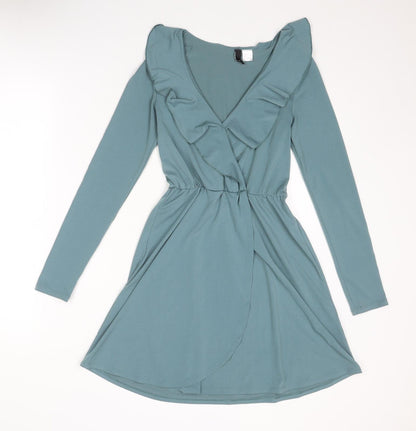 Divided by H&M Womens Blue Polyester Fit & Flare Size 6 V-Neck Pullover