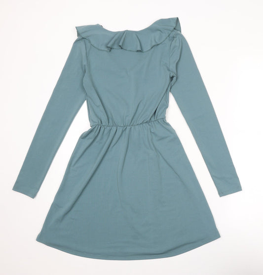 Divided by H&M Womens Blue Polyester Fit & Flare Size 6 V-Neck Pullover
