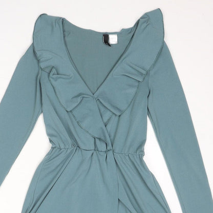 Divided by H&M Womens Blue Polyester Fit & Flare Size 6 V-Neck Pullover