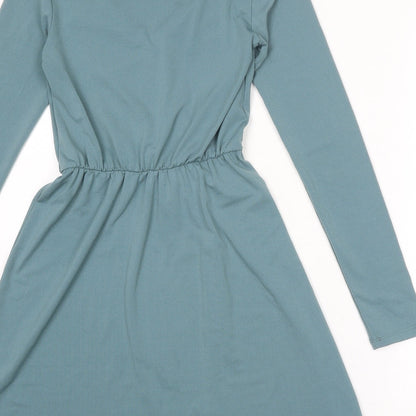 Divided by H&M Womens Blue Polyester Fit & Flare Size 6 V-Neck Pullover