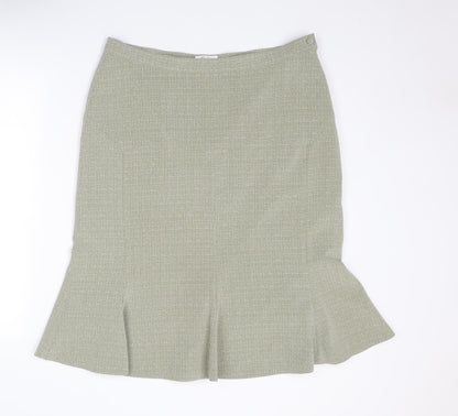 Klass Womens Beige Polyester Trumpet Skirt Size 16 Zip