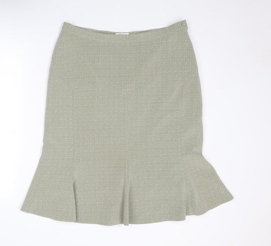 Klass Womens Beige Polyester Trumpet Skirt Size 16 Zip