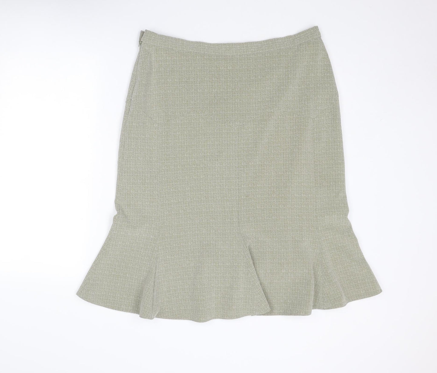 Klass Womens Beige Polyester Trumpet Skirt Size 16 Zip