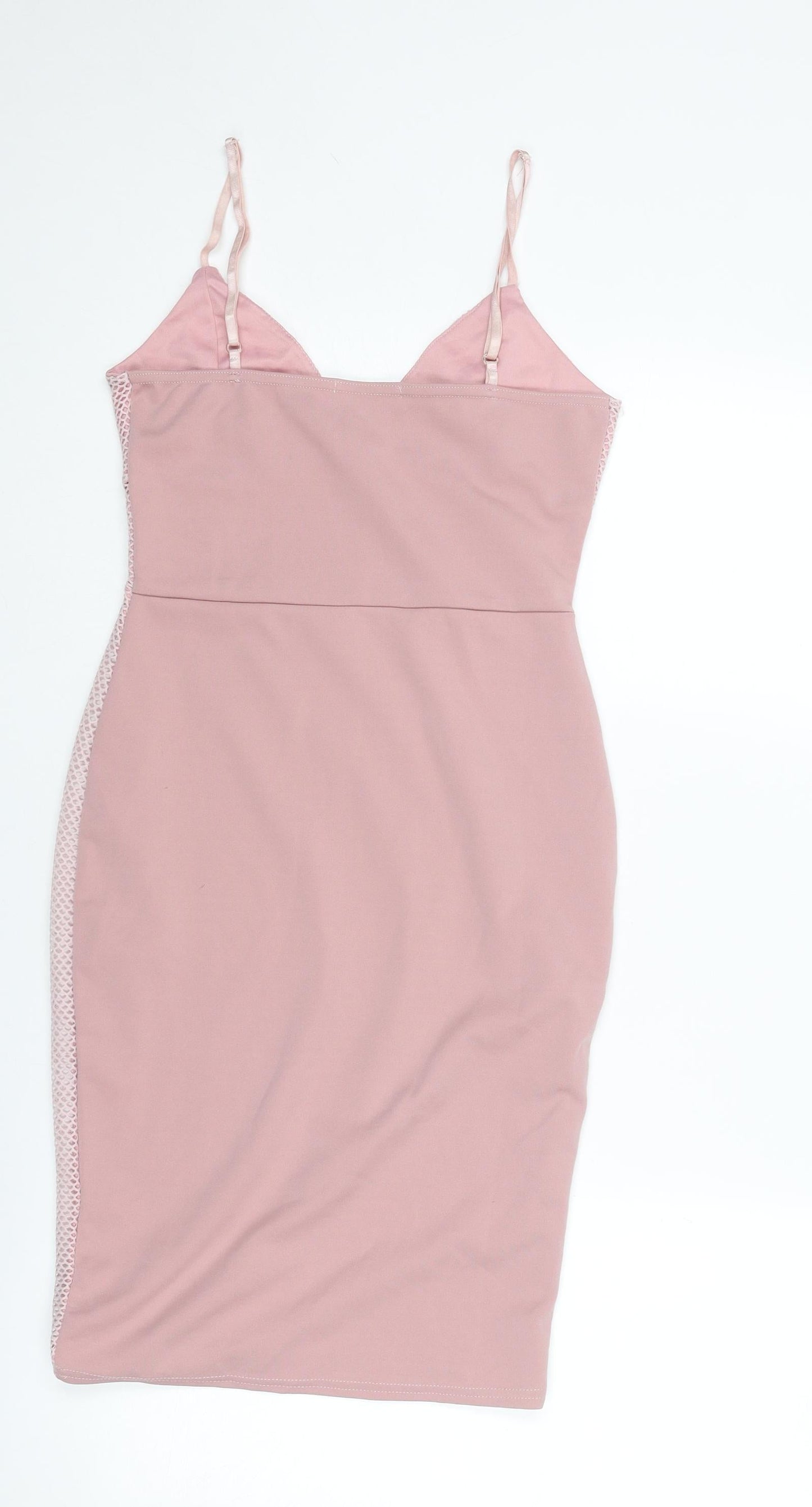 Girls On Film Womens Pink Polyester Bodycon Size 8 V-Neck Pullover