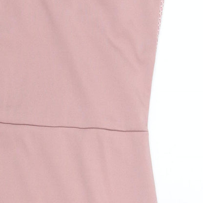 Girls On Film Womens Pink Polyester Bodycon Size 8 V-Neck Pullover