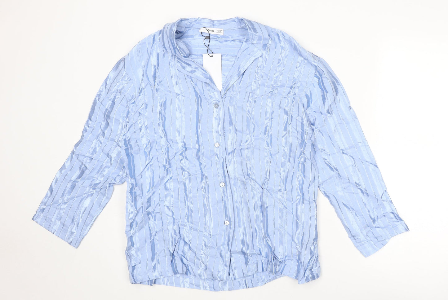 Womens UK Size S Mango Blue Basic Button-Up