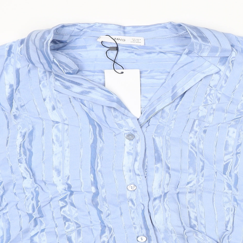 Womens UK Size S Mango Blue Basic Button-Up