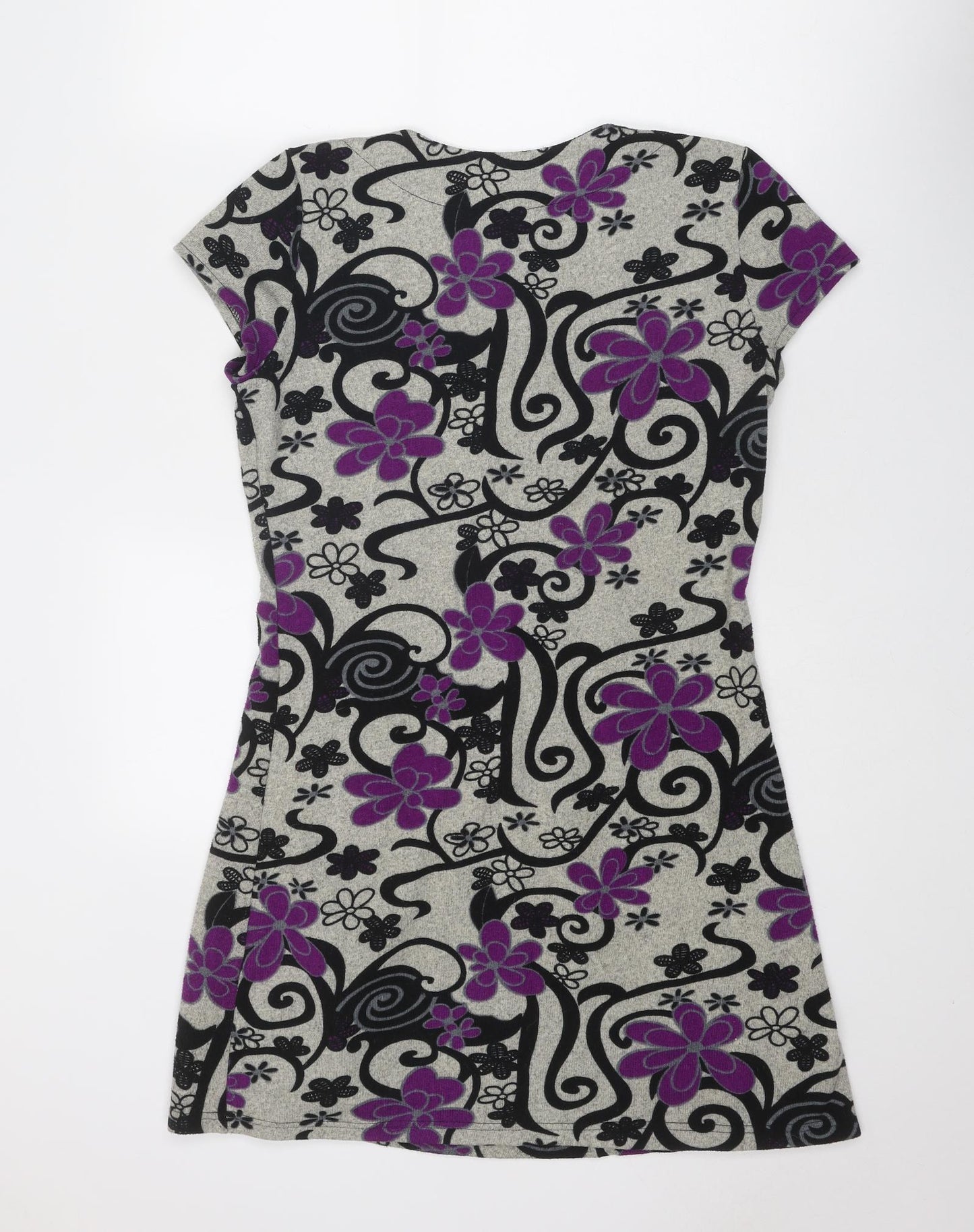 Purplish London Womens Multicoloured Floral Polyester A-Line Size S Round Neck Pullover