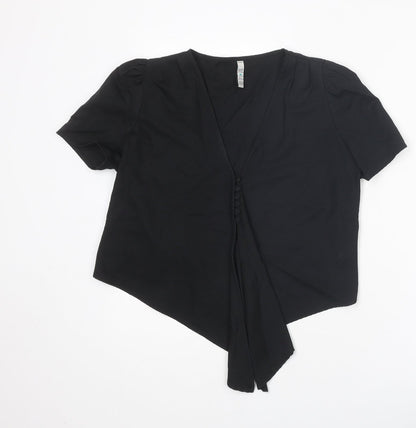 Womens UK Size M Zara Black Basic Blouse