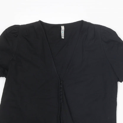 Womens UK Size M Zara Black Basic Blouse