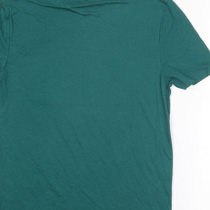 Marks and Spencer Mens Green Cotton T-Shirt Size S Round Neck - Gin-gle All The Way