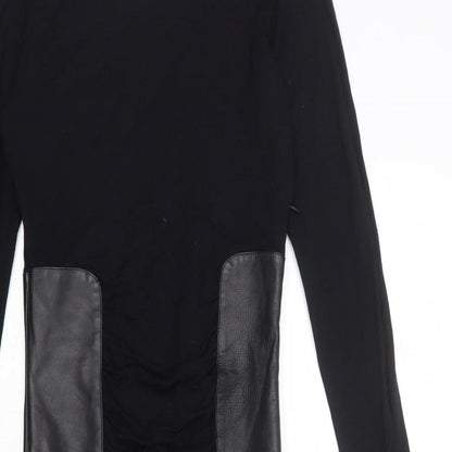 Faith Connexion Womens Black Polyester Bodycon Size S Round Neck Zip