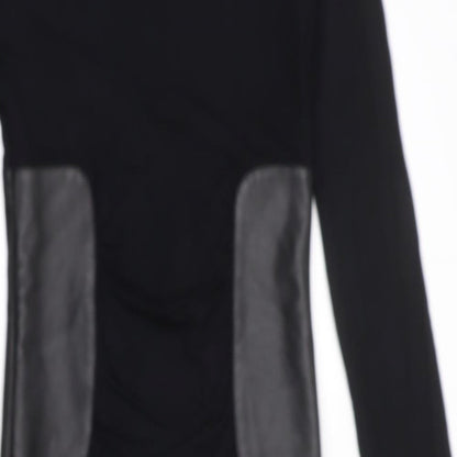 Faith Connexion Womens Black Polyester Bodycon Size S Round Neck Zip